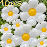 Triogift 1/10Pcs Daisy Balloon Huge White Flower Aluminum Foil Balloons for Birthday Baby Shower Wedding Daisy Party Decorations Supplies