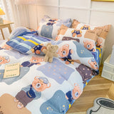 Triogift Bedding Set for Girl Boy Bedroom KIDS Modern Comforter Duvet Cover Flat Sheet Pillowcase  Home Textile Soft Bed Linen