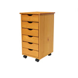 Triogift Original Roll Cart, Solid Wood, 6 Drawer Roll Cart, Med Pine Storage Drawers Boxes Filing Cabinets