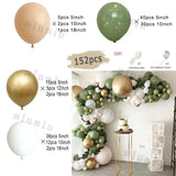 Triogift Jungle Safari Dark Green Balloon Garland Arch Kit Kid Birthday Party Supplies Gold Confetti Latex Ballons Baby Shower Decoration