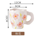 Triogift  -  1pc Hand Painted Coffee Cup Ceramic Handmade Tea Cup Birthday Gift for Her Retro Kitchenware Summer Drink Cup Desktop Decoration