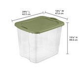 Triogift Sterilite 95 Qt. EZ Carry Plastic, Clear/Sage Legume, 4 Furniture Decoration Classical Elegance Storage Boxes