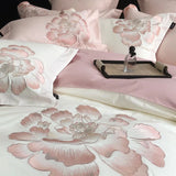 Triogift  Long staple cotton bed linen double Comforter bedding set Embroidered bed cover full set quilt duvet cover Bed Sheet Pillowcase