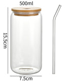 Triogift Kawaii Strawberry Glass Cup With Bamboo Lid And Straw 500ml Can Shaped Glass Cups Iced Hot Coffee Glasses Cute Tumbler Cup Gift