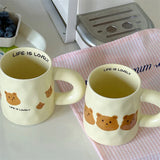 Triogift  -  Korean-style Ceramic Cute Bear Mug Large Capacity Household Breakfast Milk Cup Office Simple Coffee Cup with Handle