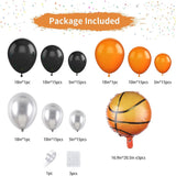 Triogift Basketball Balloon Garland Set Orange Black Metallic Silver & Basketball Aluminum Film Balloon Sport Theme Party NBA All Star Space Jam Birthday Decor