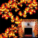 Triogift  1.5M/3M/6M LED Decorations Maple Leaf Garland String Lights for Indoor Outdoor Garden Home Party Halloween Fireplace Harvest