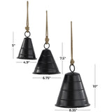 Triogift Wind Chimes 3 Pieces Wall Hanging Decor Tibetan-style Metal Narrow Conical Ornamented Cowbells With Jute Slings Home Decoration