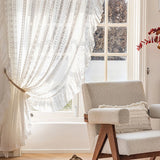 Triogift 1PC White Lace FLoral Geometric Sheer Curtain for Living Room Window Drape Princess Bedroom Wedding Study#E