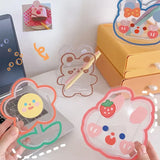 Triogift Kawaii Transparent Acrylic Pen Holder Desktop Organizer INS New Fashion Cute Bear Bunny Office Stationery Cosmetics Storage Box