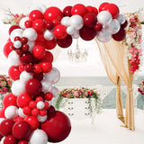 Triogift Double Red Balloons Garland Red White Latex Balloon Arch Kit Valentine's Day Decor Wedding Anniversary Bride Shower Decoration