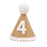 Triogift Burlap Hat Baby First Birthday Party Linen Felt Hat 1st 2th 3th Years Kids Baby Shower Hat Birthday Headband Decoration