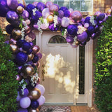 Triogift 130Pcs Purple Balloon Garland Kit Dark Purple Metallic Gold Arch Lavender Light Decoration For Baby Girl Princess Party Birthday