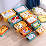 Triogift Plastic Sundries Storage Box with Handle Large Capacity Cosmetics Toy Snack Clothes Organizer Baskets Containers Home Gadgets