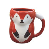 Triogift  -  330ml Ceramic Fox Coffee with Lid Cartoon Animal Decoration Couple Drinking Cup Simple Breakfast Mug Afternoon Camellia Tea Cup