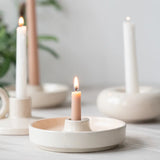 Triogift Ceramic Candle Holder for Pillar Taper Candle White Pottery Candlestick Wedding Decoration Table Decorative Candle Holder