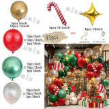 Triogift Christmas Balloon Set Candy Cane Aluminum Red Green Christmas Tree New Year Party Balloon Chain Arch Decoration Supplies Gifts