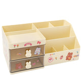 Triogift Multifunctional Kawaii Pen Holder Organizer Desktop Stationery Pencil Storage Box Drawer Desk Cute Ins Multi-layer Storage Box