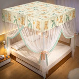 Triogift  Cartoon Square Mosquito Net Bed Canopy Tent Girl kids bedroom Protective cover single king Large space