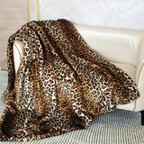 Triogift  Luxury leopard Faux Fur winter blanket high-end plush Bedspread on the bed plaid cover sofa blankets for living room bedroom