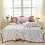 Triogift Quilt Pillow Cover Set Quilt and Pillowcase Home Bedding Seersucker Summer Thin Quilt Air Condition Blanket Comforter Bed Cover