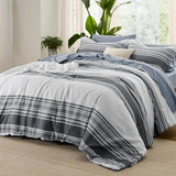 Triogift Comforter Set, Striped Bedding Set All Season, Bed in a Bag with Comforter, Sheets, Pillowcases & Shams, Twin, Cal King