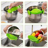 Triogift  Clip On Strainer Silicone for All Pots and Pans Meat Vegetables Fruit Silicone Kitchen Colander