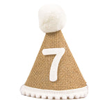 Triogift Burlap Hat Baby First Birthday Party Linen Felt Hat 1st 2th 3th Years Kids Baby Shower Hat Birthday Headband Decoration