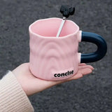 Triogift  -  Modern Simple Coffee Ceramic Mug Milk fufu Collider with Handle Water Cup Household Breakfast Oatmeal Milk Cup