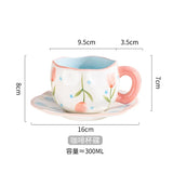 Triogift  -  1set 300ml Middle East Style Coffee Tea Cup with Plate Ceramics Milk Mugs Porcelain Coffee Cups Tableware Cups Mother's Day Gift