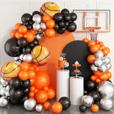 Triogift Basketball Balloon Garland Set Orange Black Metallic Silver & Basketball Aluminum Film Balloon Sport Theme Party NBA All Star Space Jam Birthday Decor