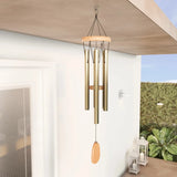 Triogift Gold Finish Home Decoration Wind Chime Metal and Wood Wall Hanging Decor 28 in Chimes Crafts Garden