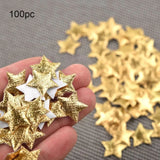 Triogift 100Pcs Gold/Silver Stars for Christmas Party Decor Foam Fabric Stars DIY Scrapbook Cards Ornaments Embellishments Accessory