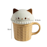 Triogift  -  Cute Animal Coffee Cup Kawaii Cat Bunny Bear Ceramic Mug For Tea Milk Water Juice Mocha Lovers Breakfast Cup Birthday Gift 350ml