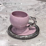 Triogift  -  English Afternoon Tea Coffee Cup Saucer Delicate Ceramic White Purple Couple Mug Latte Art Coffee Cup Home Breakfast Mug Gifts