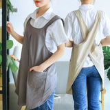 Triogift 1 Piece Retro Female Women's Apron Cotton Linen Apron Dress Cafe Kitchen Cooking Florist