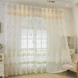 Triogift French Embroidered Lace Gauze Curtains For Living Rooms Bedrooms, With Skirt Specially Design Beige Tulle Curtains for Windows