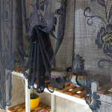 Triogift Black Floral Lace Pull Curtain Roman Lifting Sheer Voile Drape Door Small Window Kitchen Porch Partition