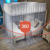 Triogift  Embroidery Lace Palace Mosquito Net with Stainless Steel Bracket Square Princess Mosquito Tent for Bed Double Bed Nets Canopy