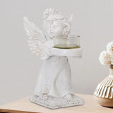 Triogift Resin Angel Candle Holder Angel Collection Figurine Angel Statue Tealight Candle Holder Gifts Desktop Tealight Stand Ornaments