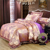 Triogift Nordic Satin Jacquard Duvet Cover Set Luxury Flower Bedding Set Adlut Quilt Cover Pillowcases Sheet Twin Queen King Home Texiles