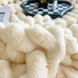 Triogift Blanket New Artificial Rabbit Plush Autumn Comfortable Warm Blankets for Beds Soft Coral Fleece Sofa Throw Thicken Bed Sheet