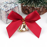 Triogift 10pcs Delicate Bowknot Bells Christmas Gift Bows With Small Bells DIY Bows Craft Christmas Tree Decoration Christmas Bow Tie