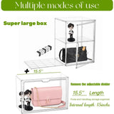 Triogift Boot Storage Boxes Clear Stackable  Bins with Magnetic Lids Adjustable Divider