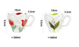 Triogift Korean Style Ins Niche Hand-painted Tulip Bleed Orchid Hand-kneaded Ceramic Cup Office Cute Mug Household Simple Dessert Cup