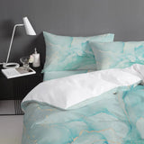 Triogift  Marble Gradient Solid Color Phnom Penh Aqua Comfortable Household Goods Bedroom Bed Luxury Duvet Cover 2/3/4 Pieces