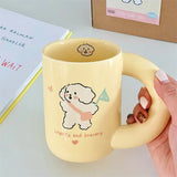 Triogift  -  Design Cream Color Mug Korean Ins Style Cartoon Rabbit Creative Milk Coffee Cup Household Simple Dessert Ice Cream Cup