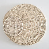 Triogift Eco-Friendly Woven Corn Husk Table Placemats  Kitchen Utensils Durable Mats And Pads Heat-Resistant Coasters Kitchen Accessories