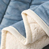 Triogift  Coral Fleece Autumn Winter Warm Blankets for Bed 3 Layers Thicken Flannel Blanket Quilt Soft Comfortable Warmth Quilts Washable