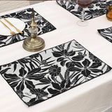 Triogift 6PCS American Jacquard Placemat Flower Western Food Thermal Insulation Mat Heat Resistant Washable Wipe for Kitchen Table Decor